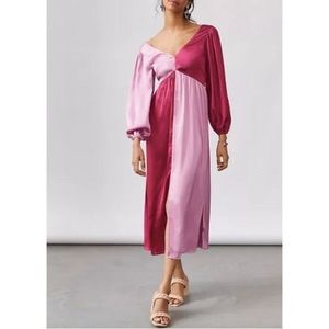 Anthropologie Porridge Pink Colorblocked Long Sleeve Maxi Dress - Size XSmall